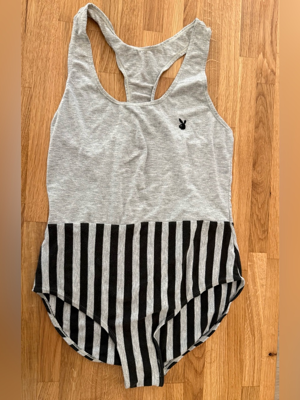 Vintage playboy Racerback Bodysuit with Black Bunny Logo